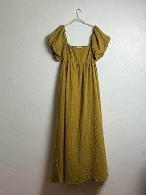 Solai The Label French Riviera Linen Dress in Olive (Medium)